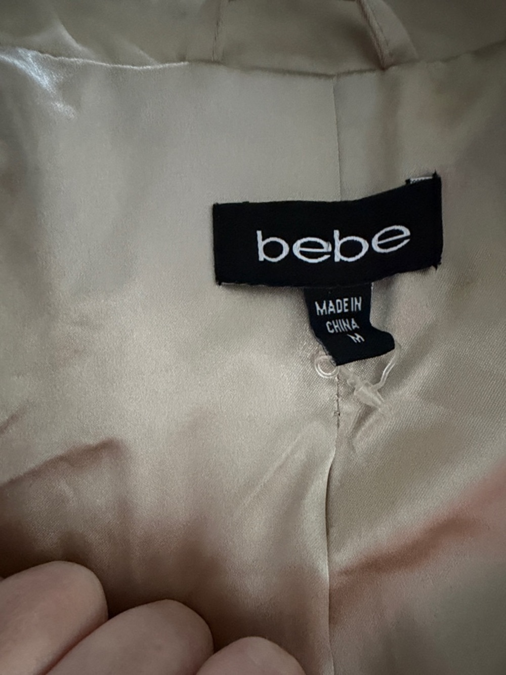 Bebe Beige Short-Sleeve Zip Front Bubble Dress M couture look - Picture 5 of 7